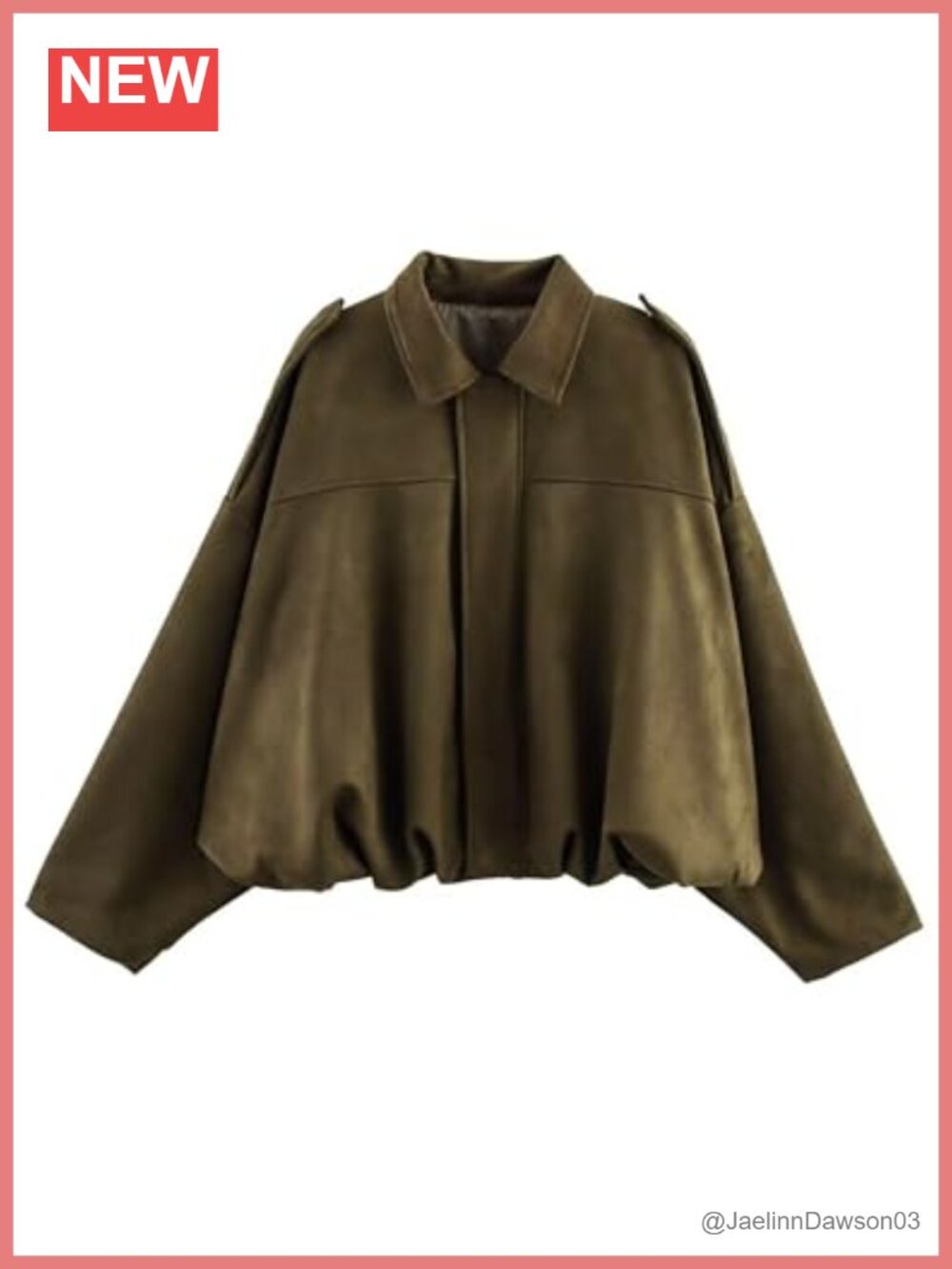 Faux Suede Cropped Bomber Jacket Oversized Zip Military